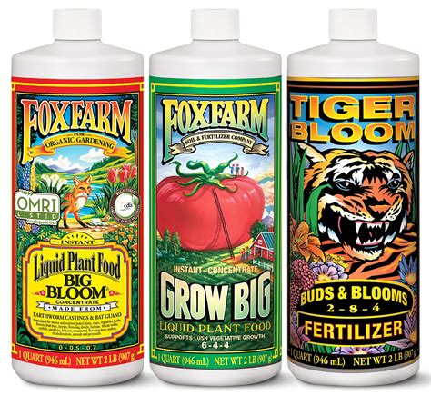 Amazon Com Foxfarm Fertilizer Soil Trio Liquid Nutrient Tiger Bloom Grow Big Big Bloom Bottles Pack Of 3 1 Pint Patio Lawn Garden