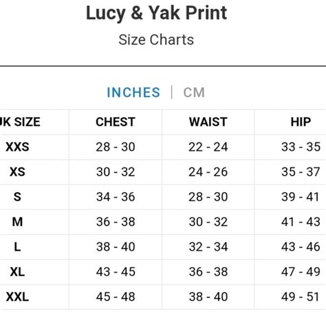 Size Fit Lucy Yak Size Fit Lucy Yak